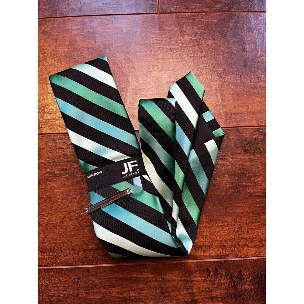 J. Ferrar Narrow Stripe Kelly Green Tie